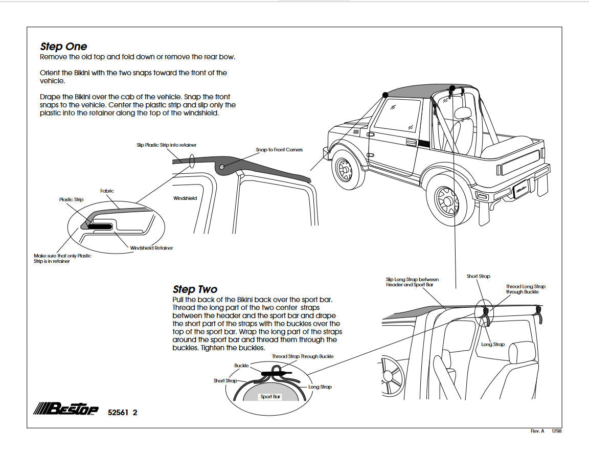 1986-1994 Suzuki Samurai Bikini Top – Black Denim Brief Bimini Cover